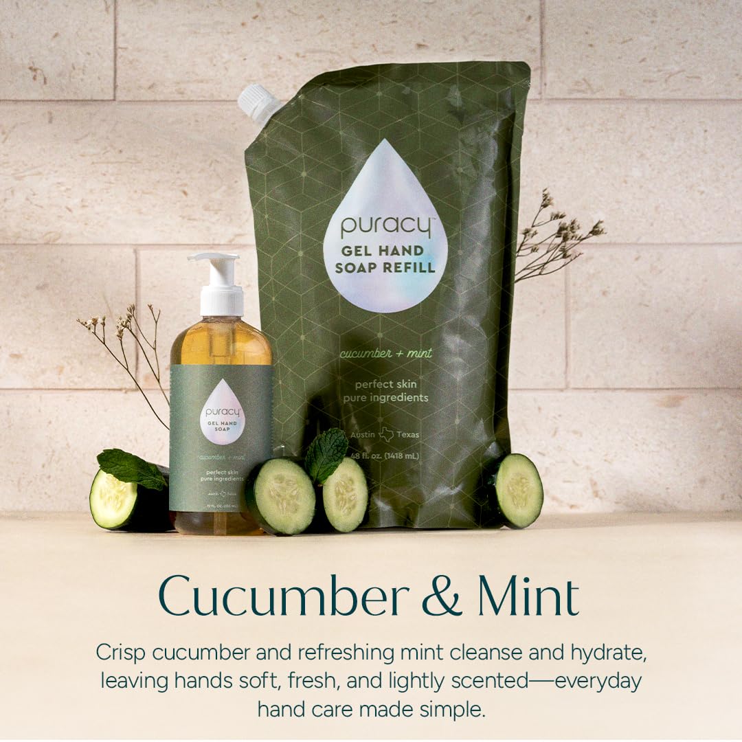 Puracy Organic Hand Soap - Moisturizing Natural Gel for Soft Skin | Cucumber & Mint, 12 fl. oz.