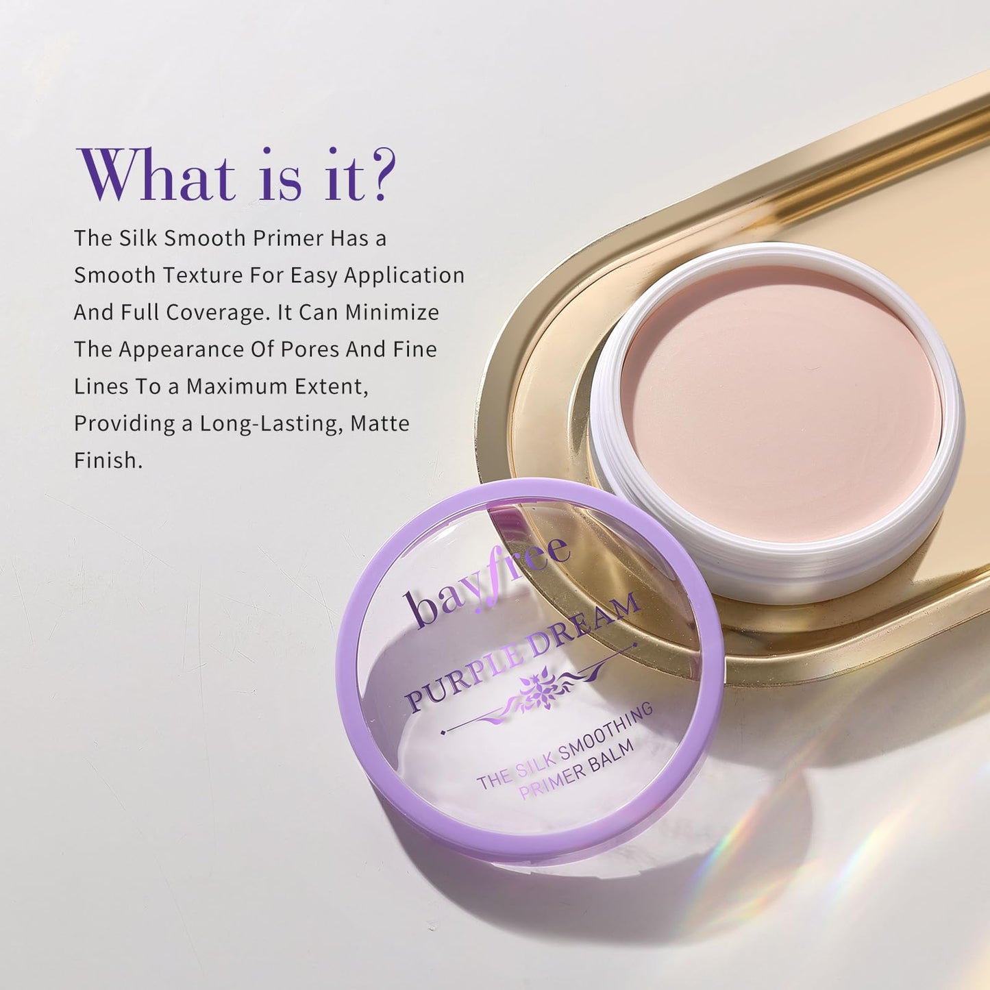bayfree Silk Smoothing Primer Balm, Poreless Primer for Smooth & Flawless Skin, Long Lasting, Soft Texture, Matte Finish, Fills in Pores and Fine Lines, 0.35 oz