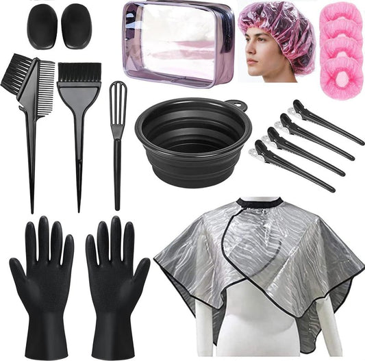NOUSV Hair Dye Kit 18 Pieces Hair Coloring Kit, Hair Tinting Bowl, Hair agitator, Dye Brush, Ear Cover, Hairpin, Hair Coloring Cape For Hair Coloring Hair Dye Tools and DIY at Home