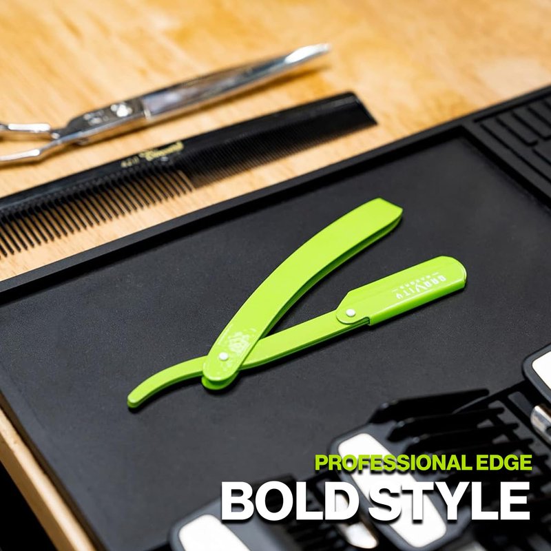 GRAVITY RAZORS Professional Straight Razor Kit – Minimal Exposure, Includes 10 Premium Blades, 0.5mm Exposed, Green