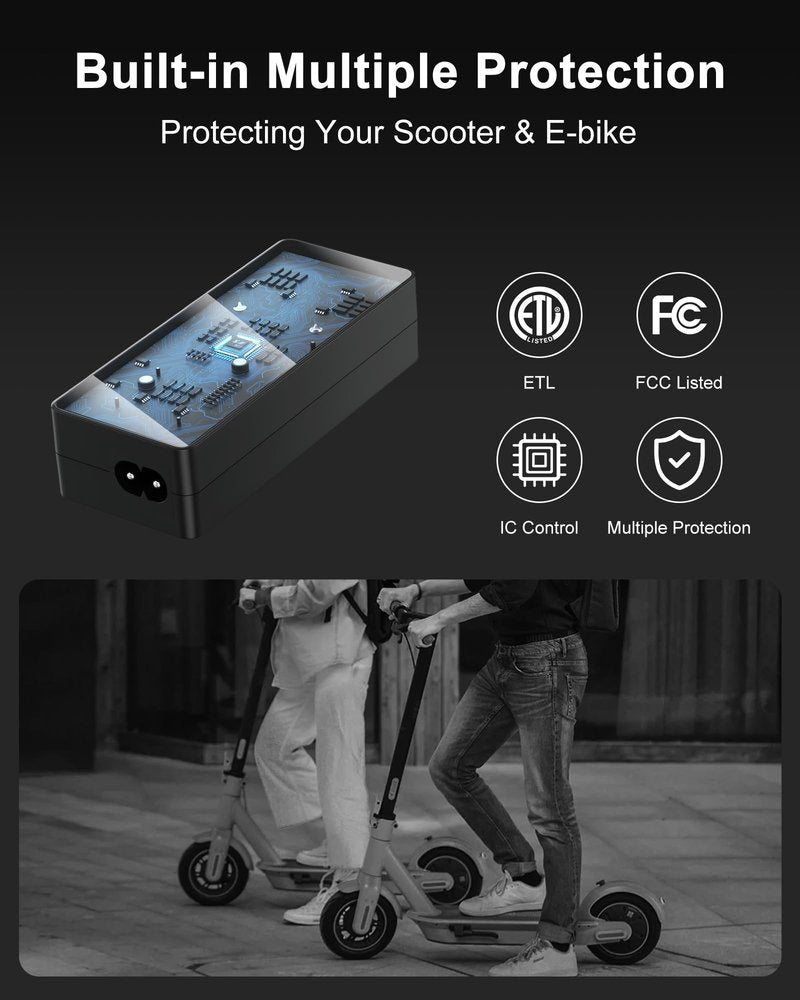 WUKUR 42V 2A Electric Scooter Charger Compatible with Hiboy S2, Lite, Pro,KS4, KS4 Pro, MAX, MAX3, MAX V2, NEX, NEX3, NEX5 36V Lithium-Ion Electric Scooter