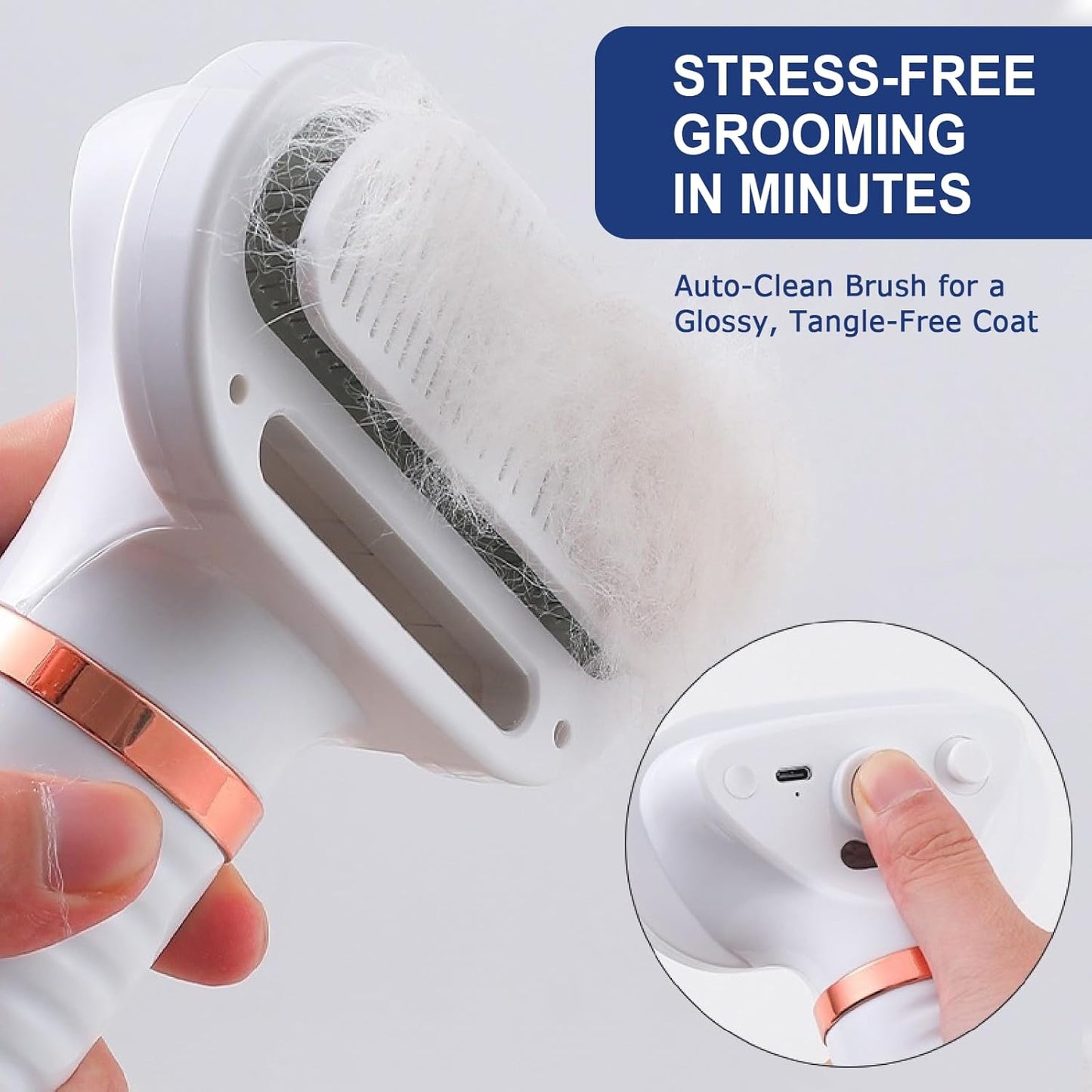 Pet Hair Dryer Brush - 3-in-1 Portable Blower & Slicker for Dogs and Cats | Adjustable Temp & Overheat Protection