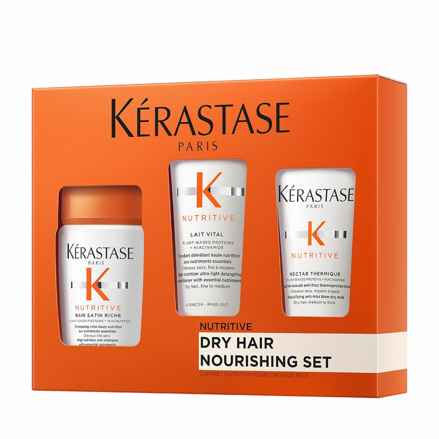 Kérastase Nutritive Discovery Set for Dry Hair - Nourishing Mini Shampoo, Conditioner & Leave-In Treatment | Controls Frizz & Enhances Shine