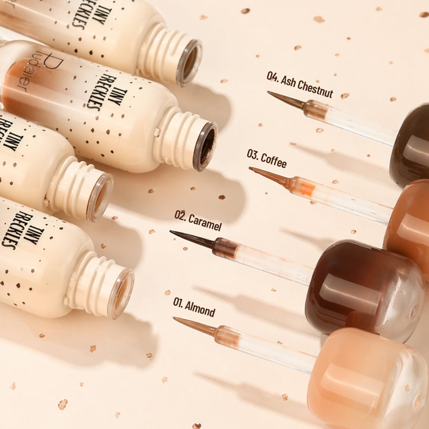 Pudaier Freckle Pen - Waterproof Faux Freckle Stamp With a Silicone Puff, Liquid Freckle Natural-Looking Freckle Makeup, Long-Lasting Magic Fake Freckles Marker for Sunkissed Makeup, 04 Ash Chestnut