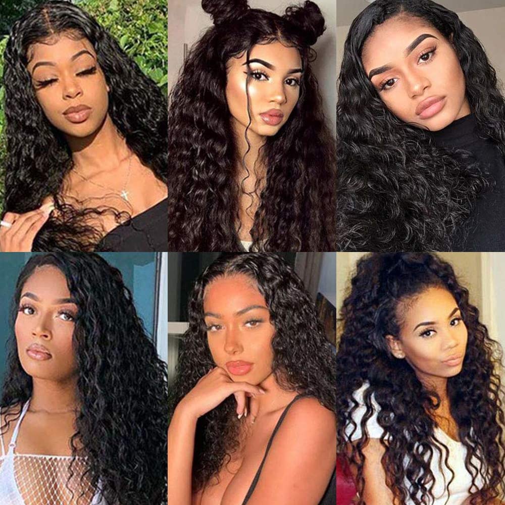 Human Hair Bundles Human Hair Water Wave Bundles Wet and Wavy Bundle 20 22 24 inch Double Weft #1B Color 150g