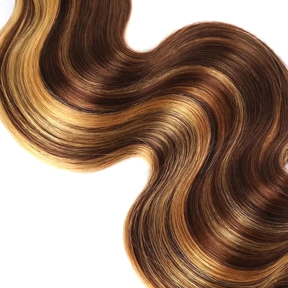 Highlight Bundles P427 Human Hair Bundles Dark Brown Bundle 30 32 34 inch Ombre Brown Body Wave Bundle 150g