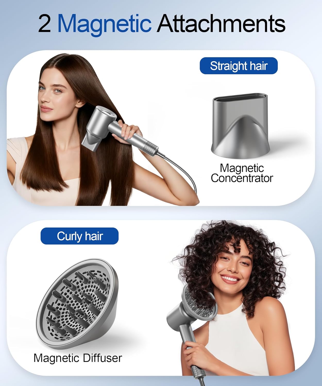 High-Speed Ionic Hair Dryer - 160,000 RPM Fast-Drying with Magnetic Diffuser | Low-Noise Frizz Control for Women