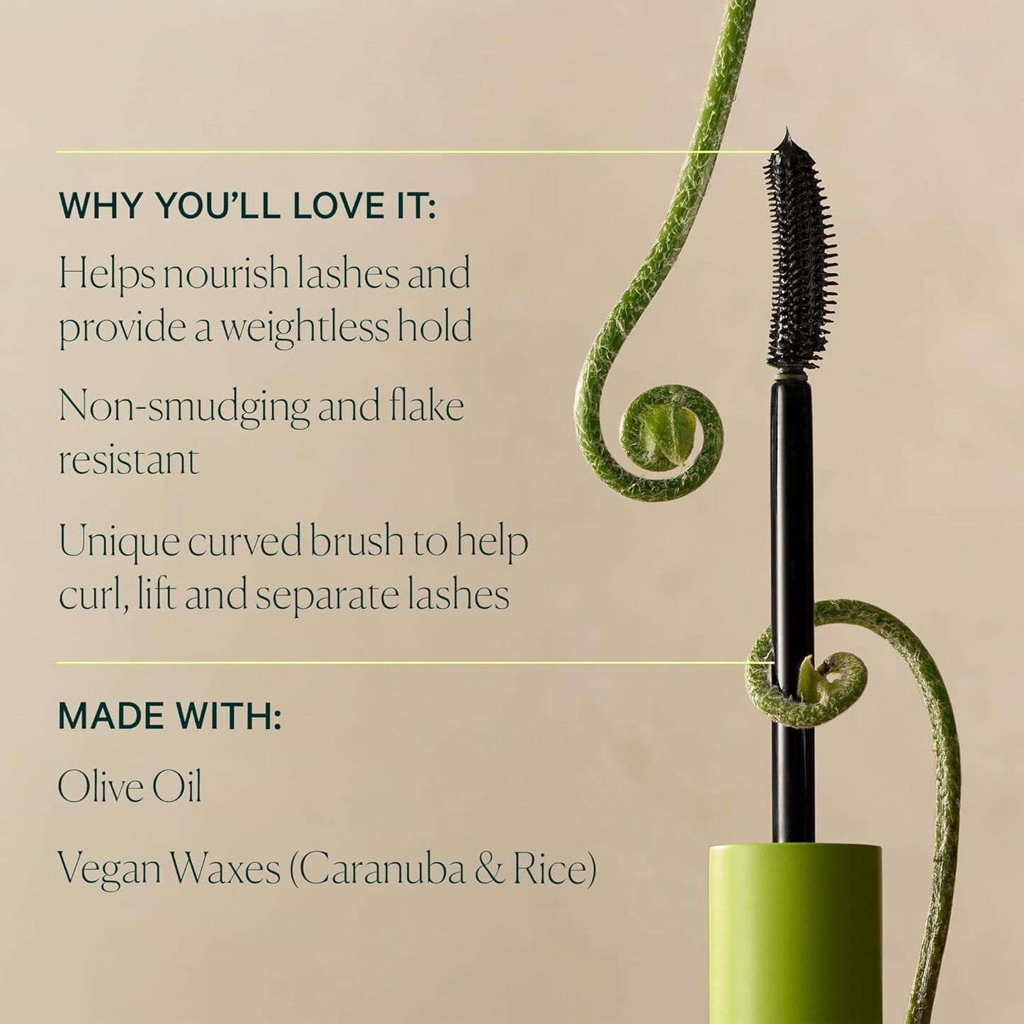 Well People Curling Mascara - Weightless Formula with Olive & Jojoba Oils | Smudge-Resistant, Black