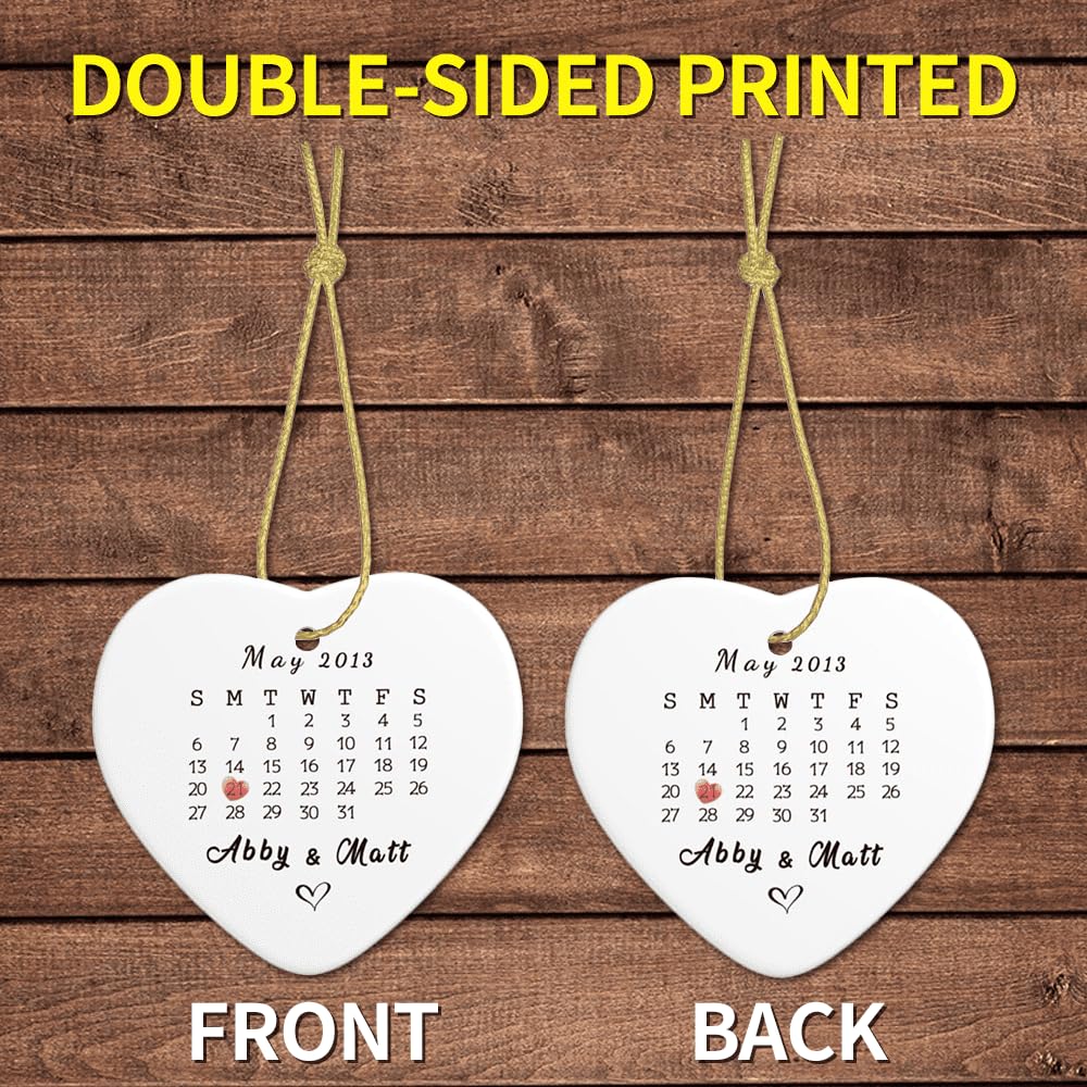 Byxhuc Personalized Wedding Gifts, Engagement Gifts for Couples, Heart Ceramic Ornament with Date, Gifts for Friend Guests
