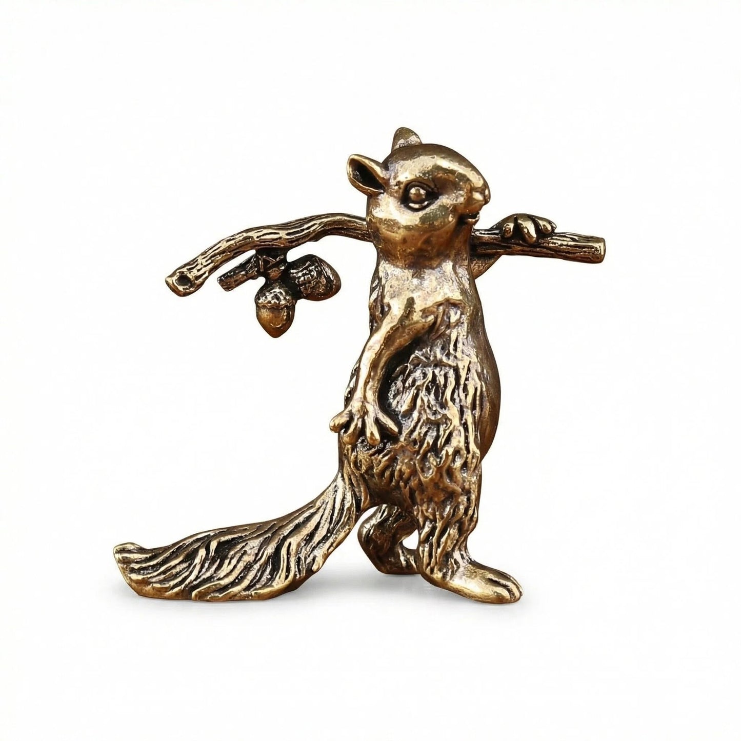 Charming Squirrel on Branch Figurine - Rustic Woodland Animal Statue for Home Decor, Office Desk, Bookshelf, and Nature Lover Gifts