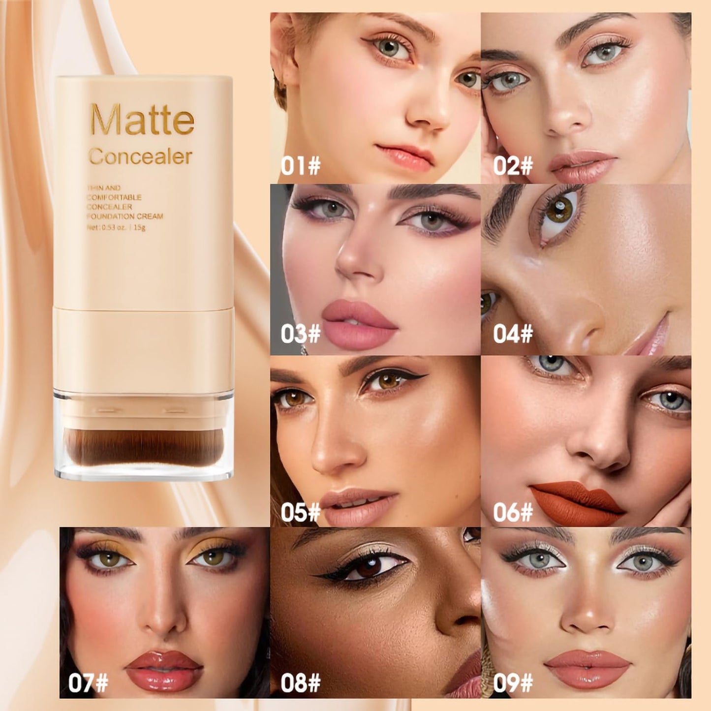 Matte Concealer Foundation Stick - Serum-Infused Tinted Moisturizer & Hydrating Contour | Sheer-to-Medium Dewy Coverage (02#)