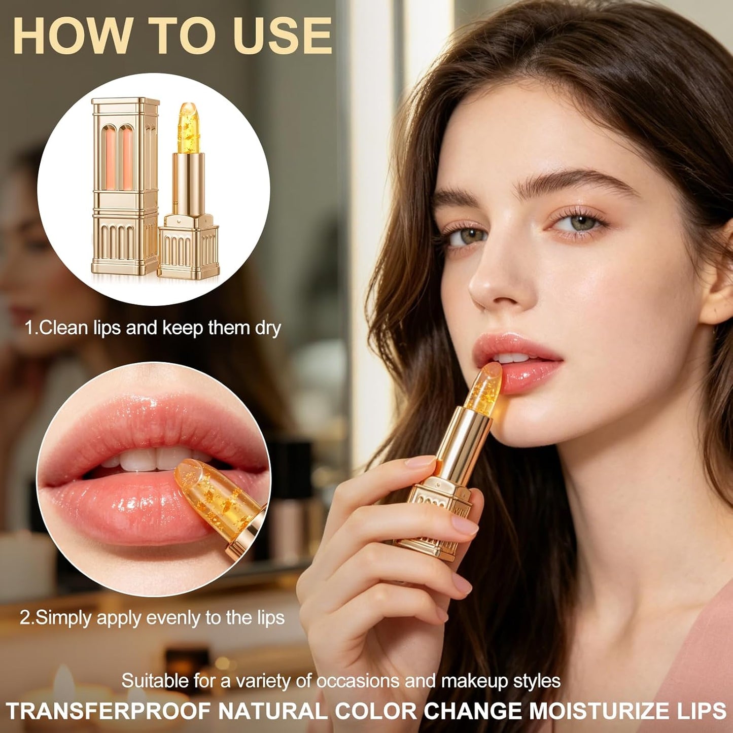 Color Changing Lipstick - PH Adjusting Moisturizing Lip Gloss | 2 Pcs, 24-Hour Hydration, Suitable for All Skin Tones