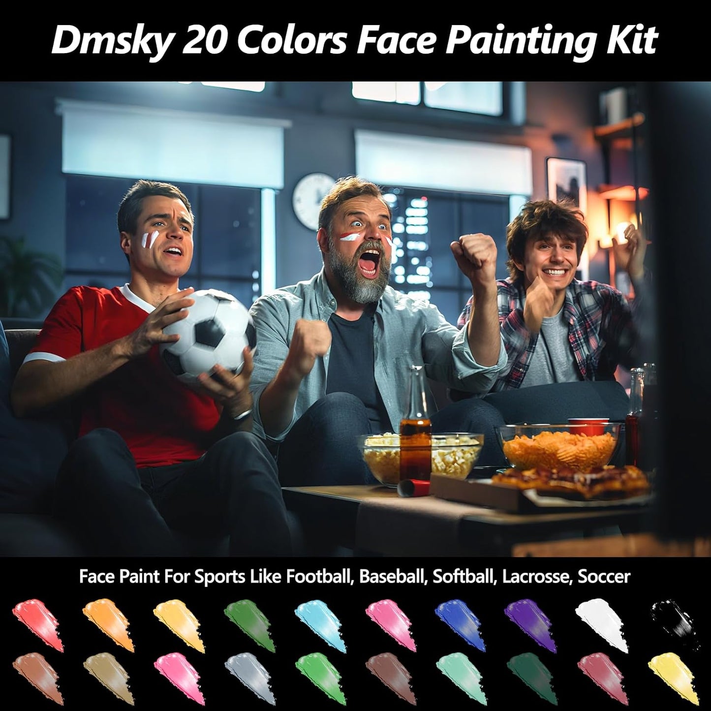 Dmsky Eye Black Sports Stick Kit - 40 Packs Anti-Glare Waterproof Paint for Football, Baseball & Softball | 20 Colors