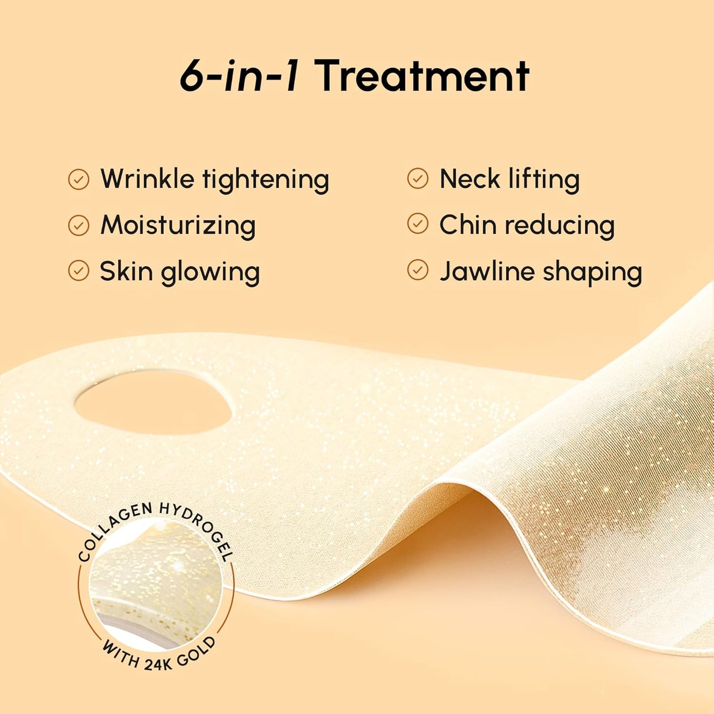 V Line Lifting Mask - 24K Gold Deep Collagen Face Mask for Women | Neck Tightening & Firming, Jawline Shaper with Retinol & Hyaluronic Acid