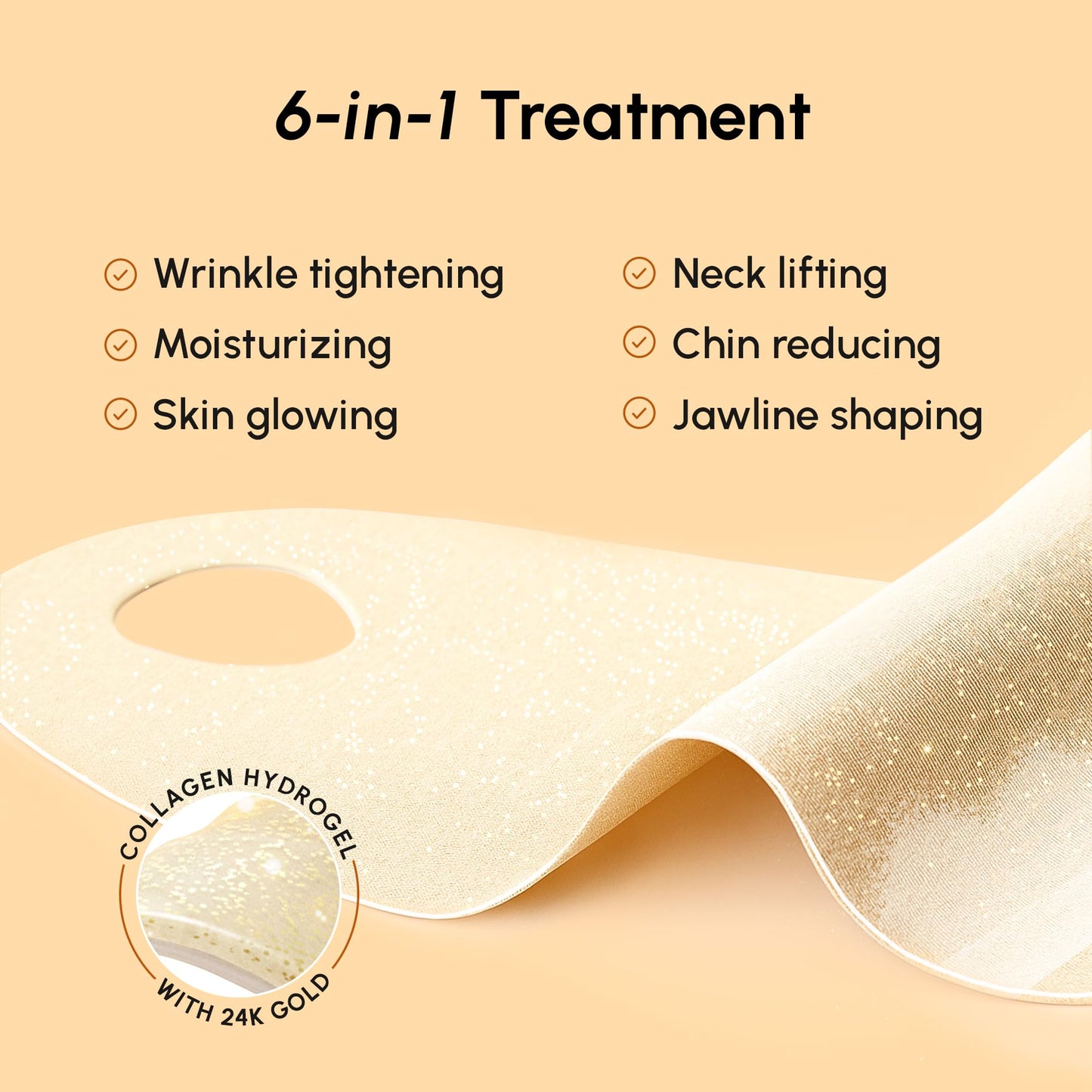 MAREE V Line Lifting Mask with 24K Gold – Deep Collagen Face Mask for Women – Jawline Shaper Mask with Retinol & Hyaluronic Acid – Neck Tightening & Firming – Double Chin Strap for Face Lift