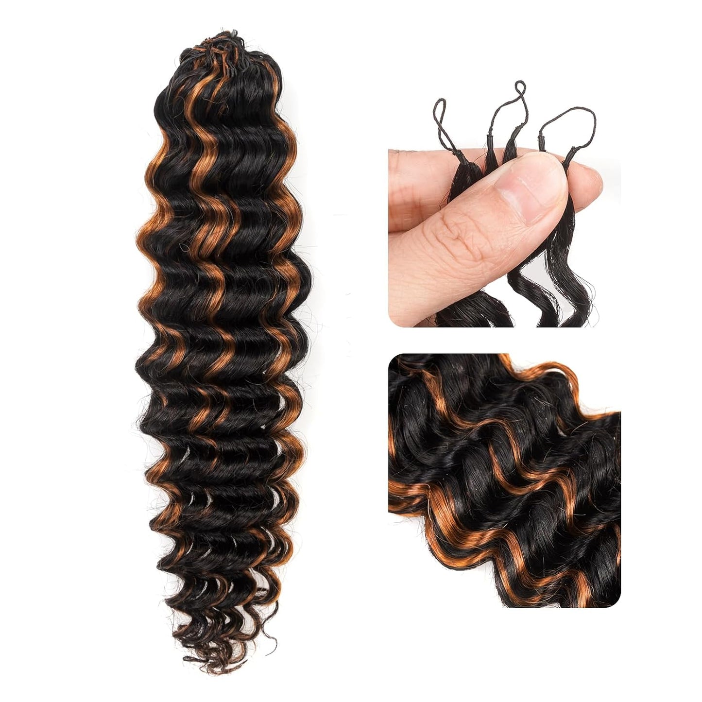 ToyoTress Ocean Wave Crochet Hair - 10 Inch Invisible Knotless Deep Curly Braiding Hair | Natural Color, 250G