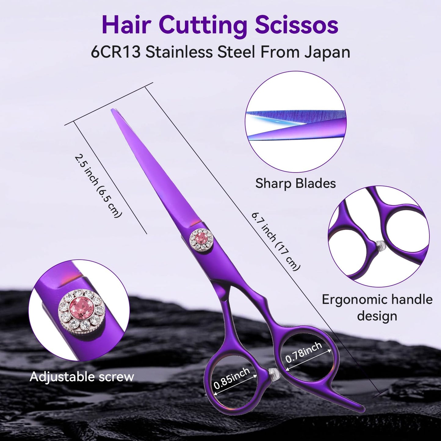 Japanese 6Cr13 Steel Hair Cutting Scissors Kit, 21-Pcs Barber Shears Set