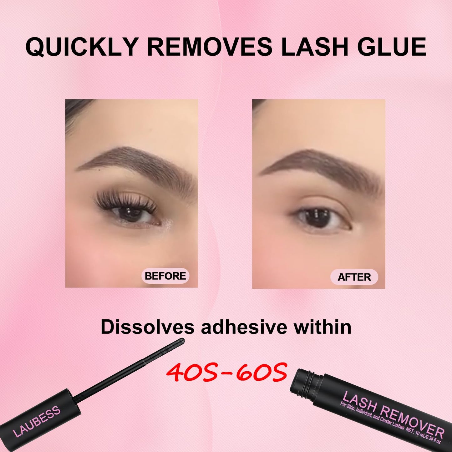 Lash Remover for Lash Extensions LAUBESS 10ml Lash Glue Remover Individual False Lash Cluster Remover DIY Lash Extension Remover Eyelash Glue Remover