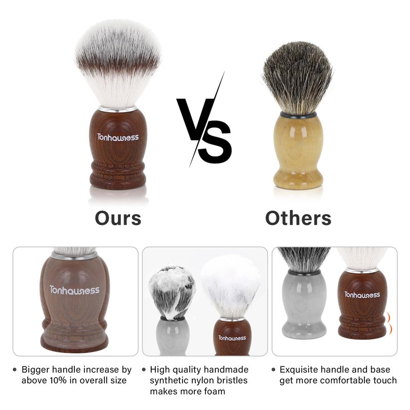 Synthetic Nylon Shaving Brush Wood Crafted Handle Shaving Brushes for Men, Handmade Beard Shave Brush for Gift
