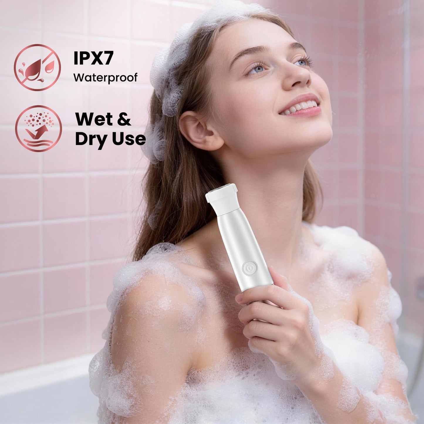 5-in-1 Bikini Trimmer Electric Razors for Women, Cordless Electric Shaver with LCD Display for Facial Body Legs Hair, Rechargeable Waterproof Pubic Body Hair Trimmer Holiday Birthday Gifts for Women