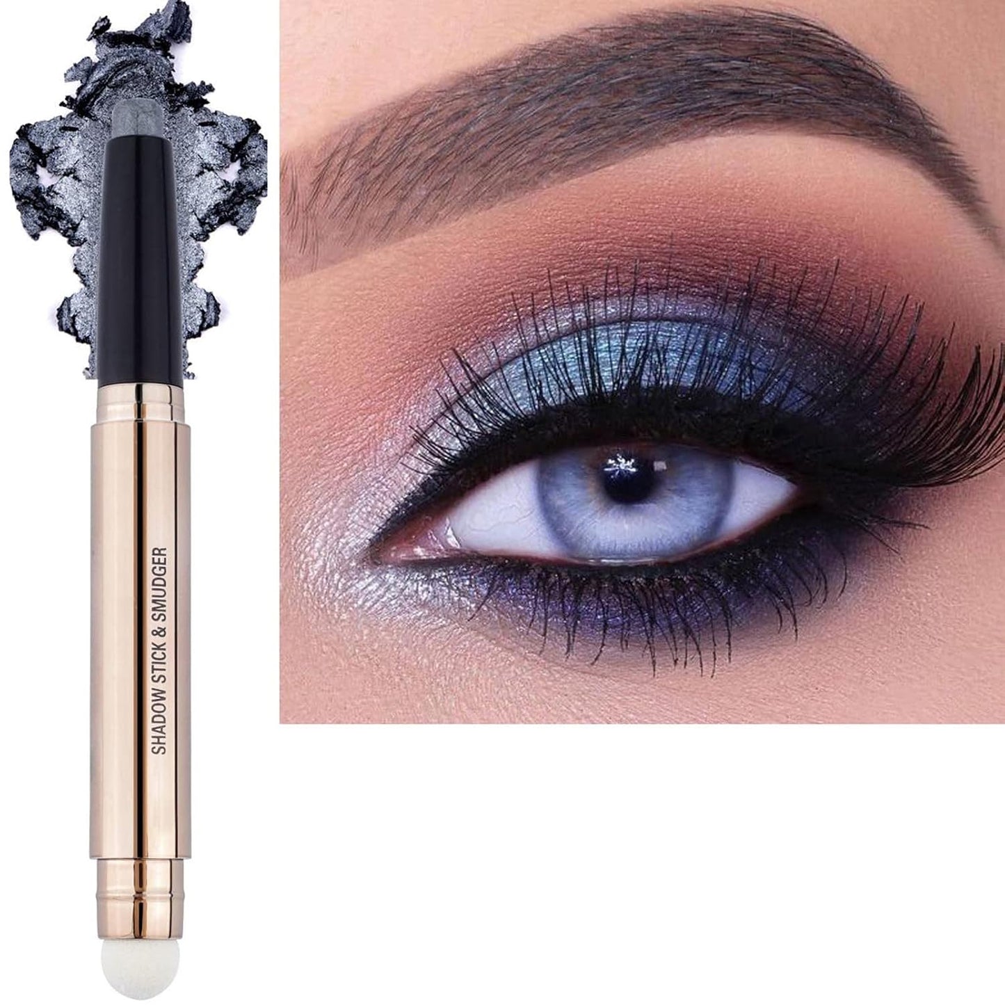 Light Gold Eyeshadow Stick - Waterproof Hypoallergenic Crayon Makeup | Long-Lasting Shimmer with Soft Brush