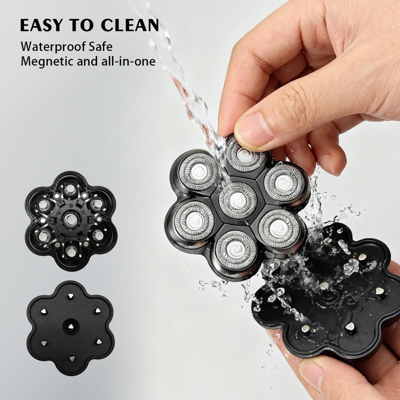VODOZAVA Head Shaver Replacement Heads Magnetic 7 Blades Razor Replacement Blades Compatible with Freebird Shaver & Other Brands (silver8)