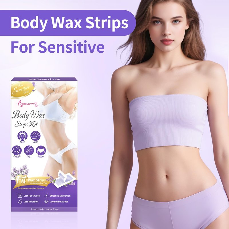 Beauty7 Women Wax Strips for Body, Ready to Use Waxing Strips, Legs Arms Chest Bikini Waxing, At Home Waxing, 20 Strip 6 Calming Oil Wipes for Sensitive Skin