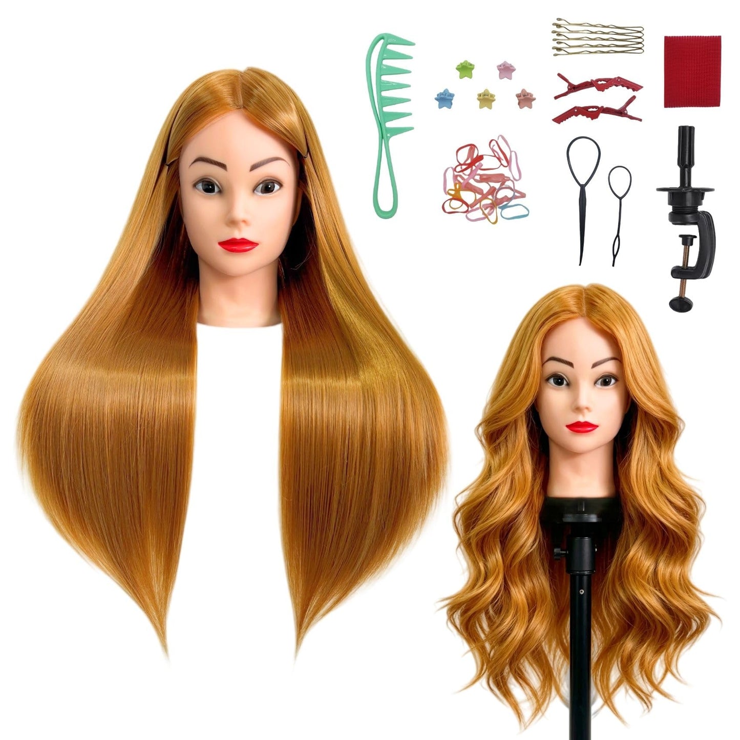 Practice Hair Mannequin Head for Styling, Cosmetology Doll Head with Hair