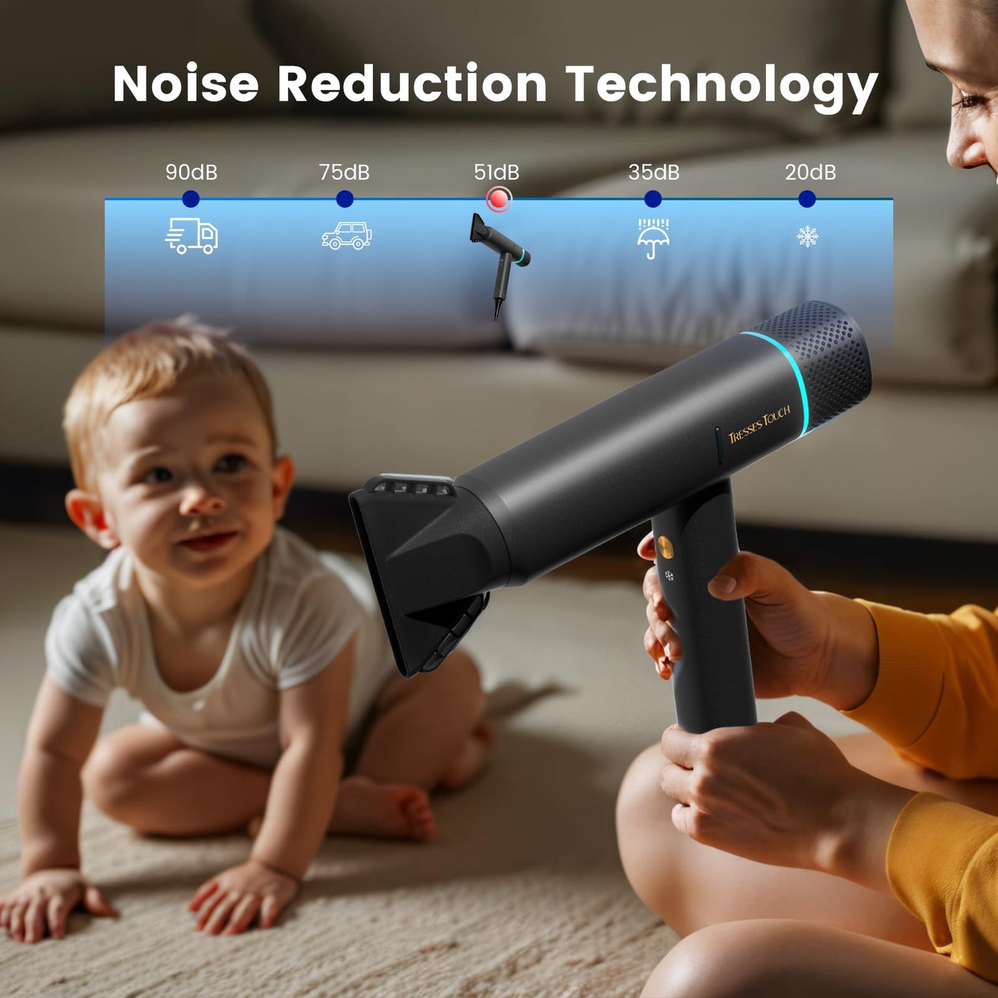 Hair Dryer with Diffuser Blow Dryer, High-Speed Ionic BlowDryer, Powerful 1600 Watt Motor for Fast Drying and Straight & Wavy Hair, Low Noise, Lightweight, Professional Hairdryer for Home Salon