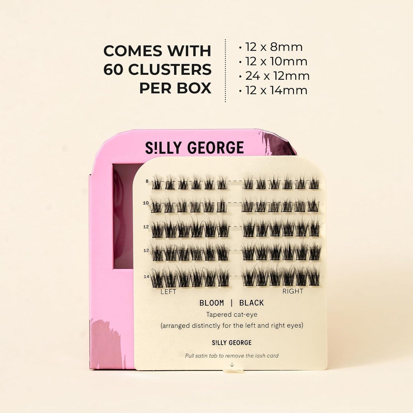 Silly George Pop-On Lashes - DIY Pre-Glued Faux Eyelash Clusters for Natural Look | Bloom, 5-7 Pairs, 60 Clusters
