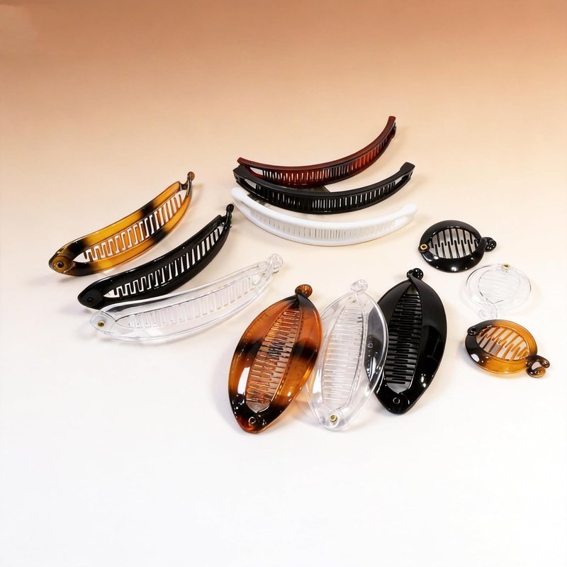 Banana Clip Hair Clips Set - 12PCS Vintage Fishtail Combs for Thick or Thin Hair | Retro Ponytail Bun Holders