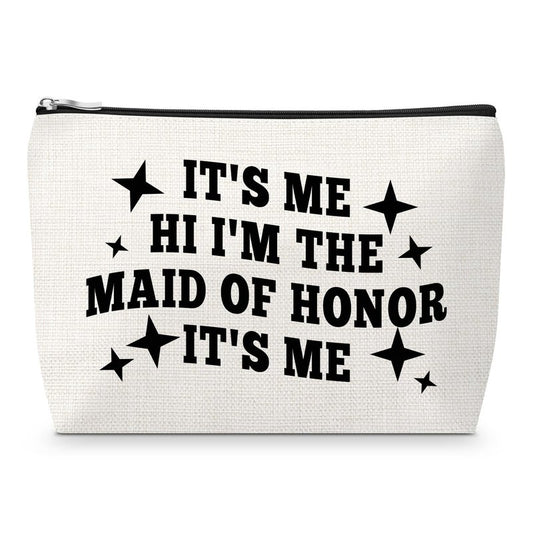 Maid of Honor Gift for Women Makeup Bag Bridesmaid Gift for Bestie Friend from Bride Bridal Shower Wedding Present for Bridesmaid Matron of Honor Bachelorette Present BFF Sister Proposal Keepsake