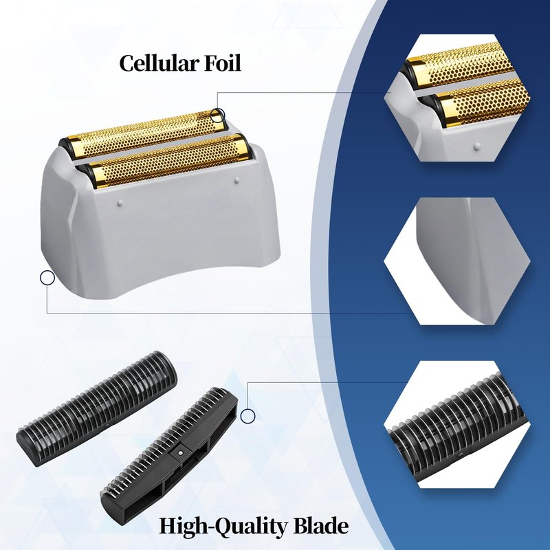 2 Pack Pro Shaver Replacement Foil and Cutters Compatible with andis 17150(TS-1)/17155/17200 Shaver ProFoil Lithium Replacement Golden