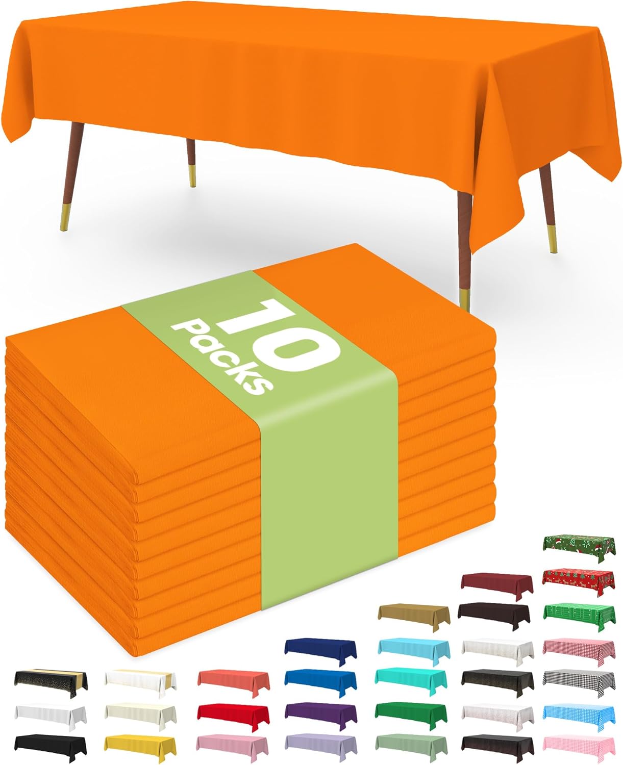 Plastic Table Cloths - 10 Pack Disposable 54 x 108 Inch for Parties, Picnics & Weddings | Rectangle White