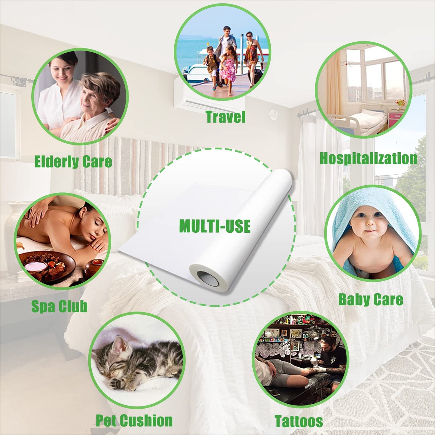Platonee Disposable Non-Woven Bed Sheet 31" X 70", 50 Pcs of 1 Roll Spa Bed Waterproof Bed Cover, Massage Table Paper Roll for Massage, Spa, Tattoo and Exam Tables