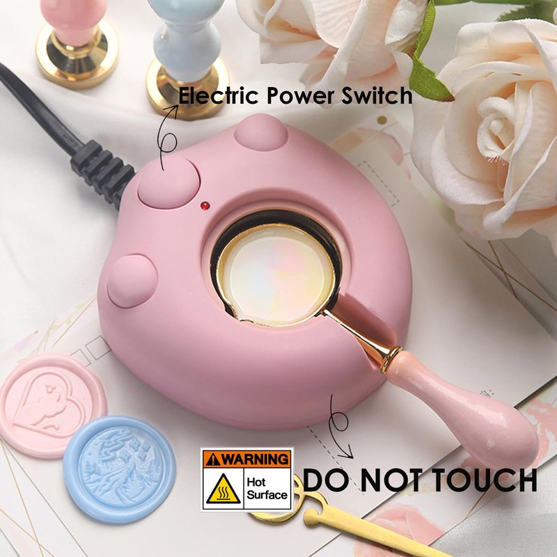 Electric Wax Seal Warmer, Andotopee Wax Sealing Melter with 2pcs Spoons, Tweezers, Stir Pin, Great Melting Furnace Kit Fast Melting WaxSeal Bedas for Envelope Stamp Seals Craft, Pink