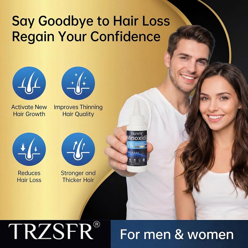 Minoxidil 5% Hair Growth Solution - Extra Strength for Men & Women | 7 Bottles, Roller & Precision Applicators