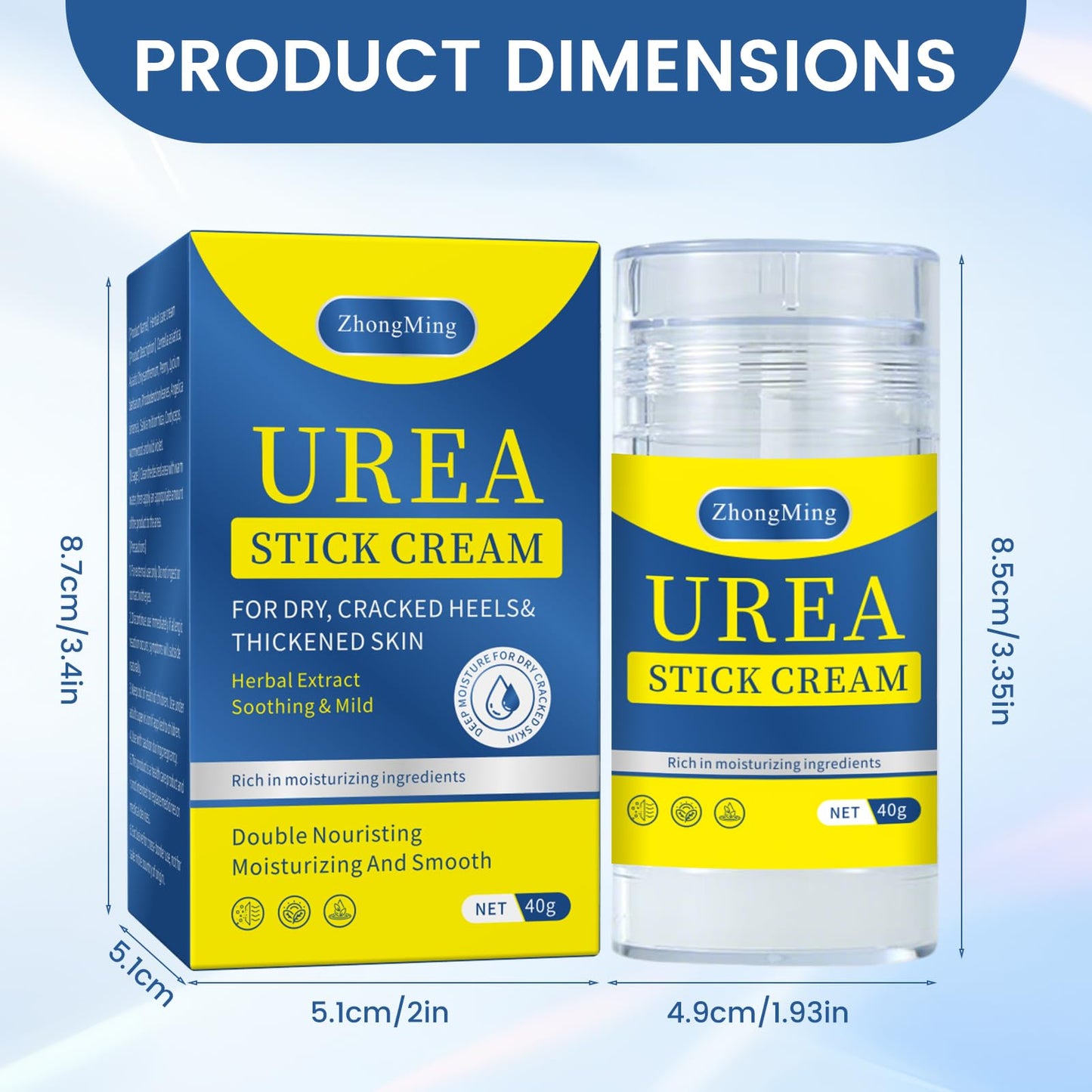 60% Urea Cream Stick with 2% Salicylic Acid, Exfoliating Moisturizer for Dry Cracked Heels, Callus Remover for Feet, Hands, Knees & Elbows