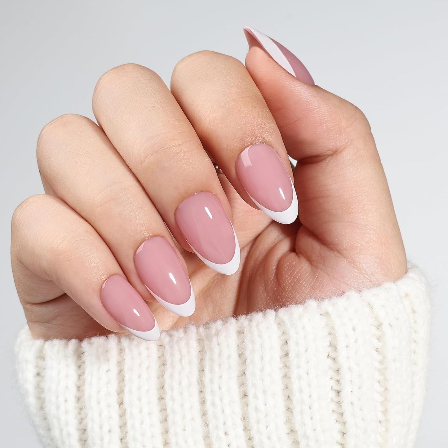 Cat Eye Press On Nails - Short Almond Fake Nails with Nail Glue | Reusable Brown Red 32-Piece Kit in 16 Sizes for Women & Girls