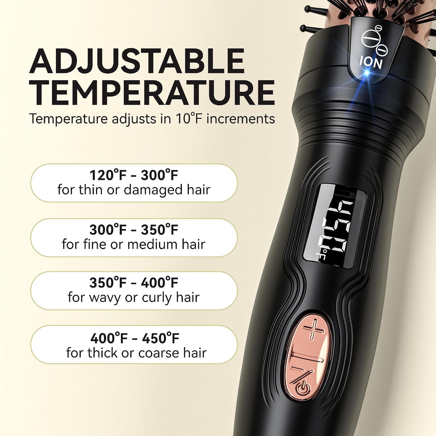 Mini Thermal Brush - 1-Inch Heated Round Brush for Short Hair | Ionic Tourmaline Ceramic, Anti-Frizz, Volumizing, Adjustable Temperature