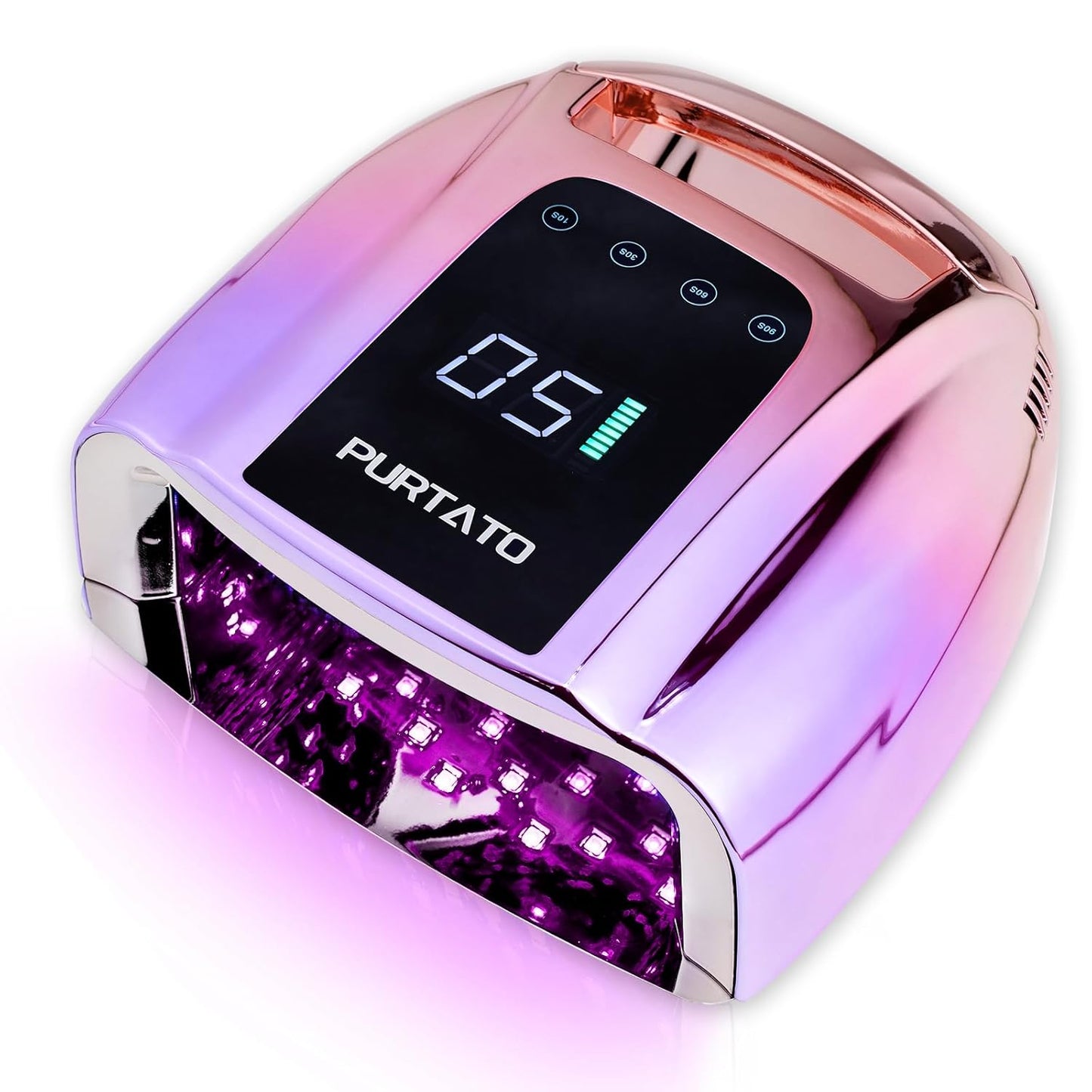 Professional Rechargeable 96W UV LED Nail Lamp - Cordless Design, Removable Stainless Steel Bottom | Plating Silver, 4 Timer Settings