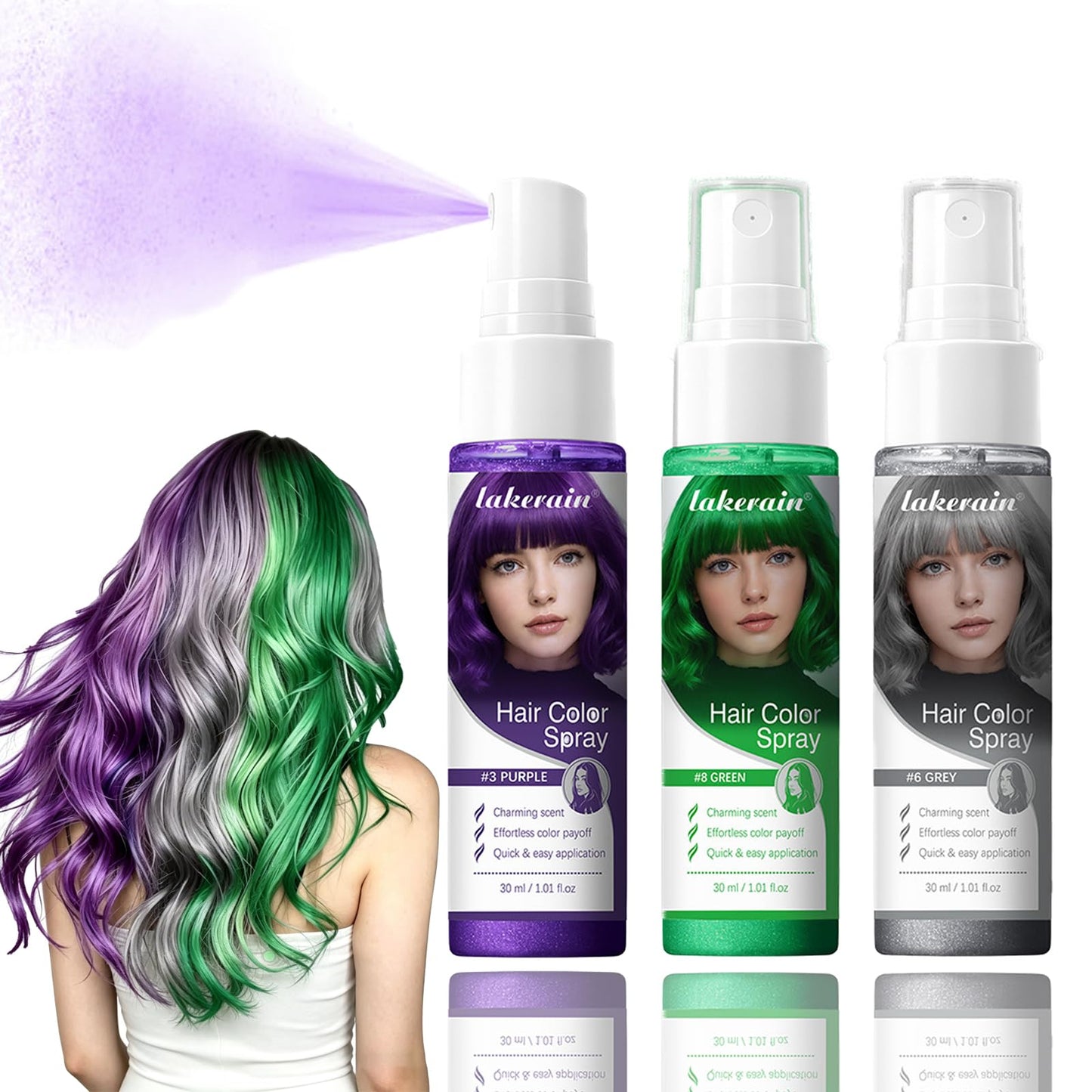 Dulele 3 Colors Temporary Hair Color Spray, Root Touch Up Hair Color Spray