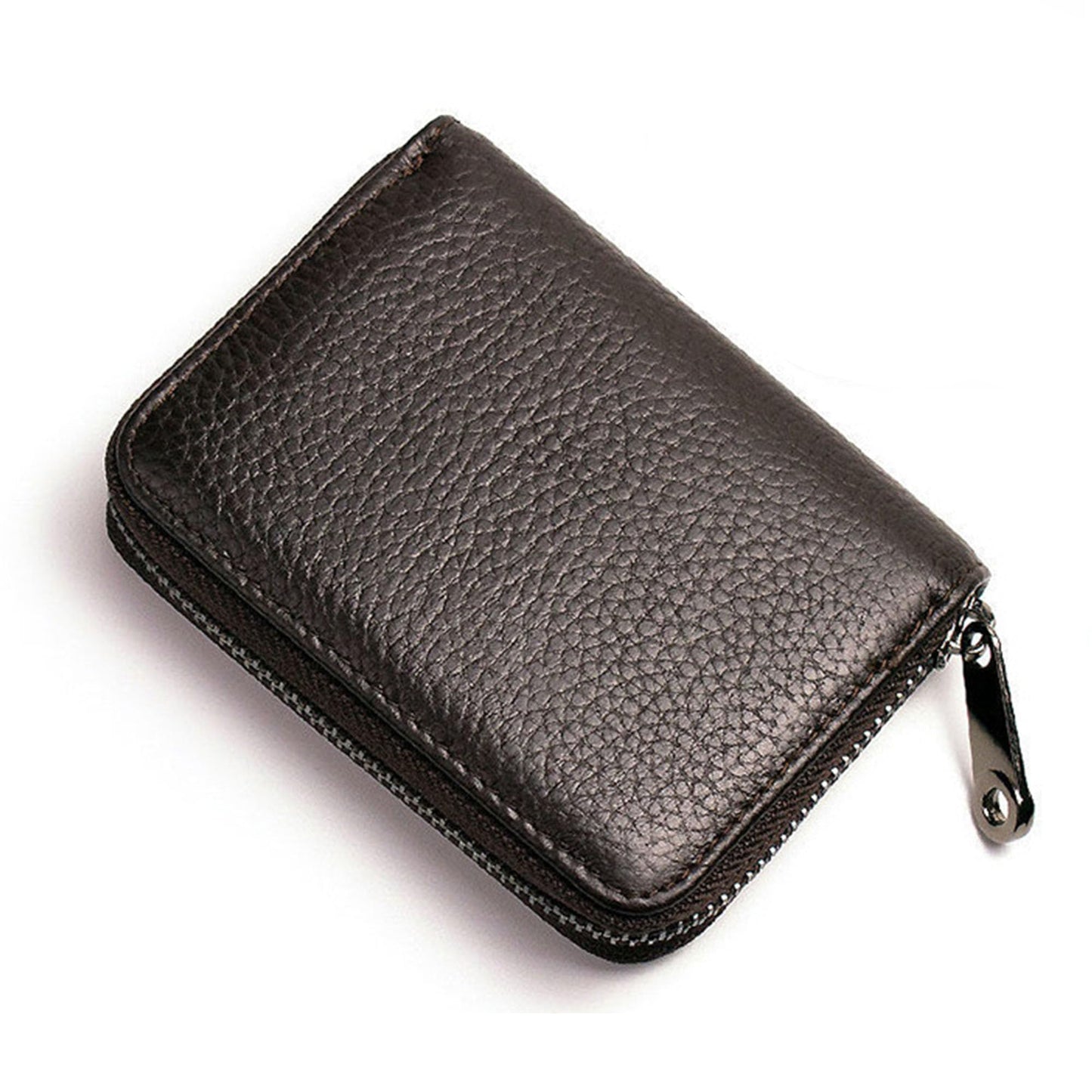 RFID Credit Card Holder Wallet with 9 Card Slots and 2 Cash Compartments, Compact Zipper Wallet for Men and Women, Leather RFID Blocking Card Organizer for Travel and Daily Use Black
