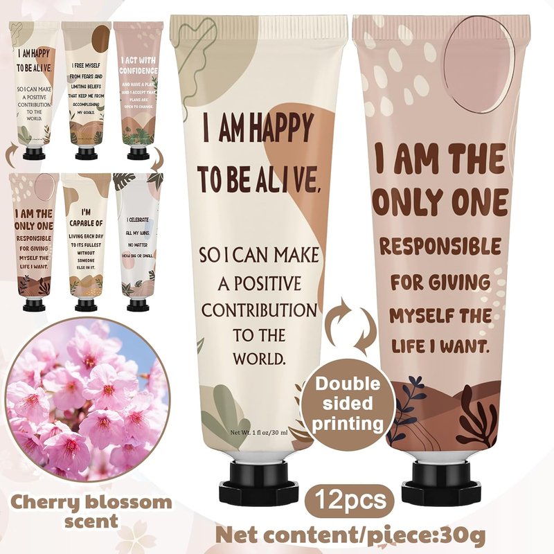 Positive Affirmation Hand Cream Gift Set - 12 Pcs Travel Size | Stress Relief for Coworkers, Teachers, Nurses