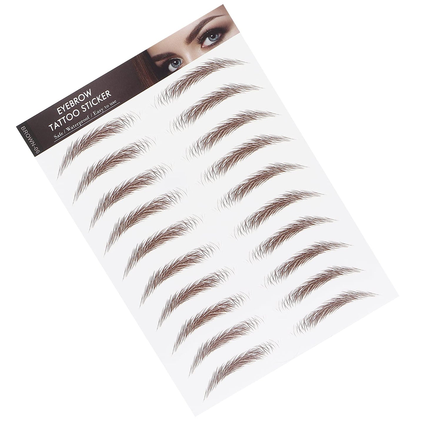 6D Eyebrow Sticker Professional Eyebrow Transfer Sticker Eyebrow Makeup Tool for Women and Girls (Brown)(BROWN-06)