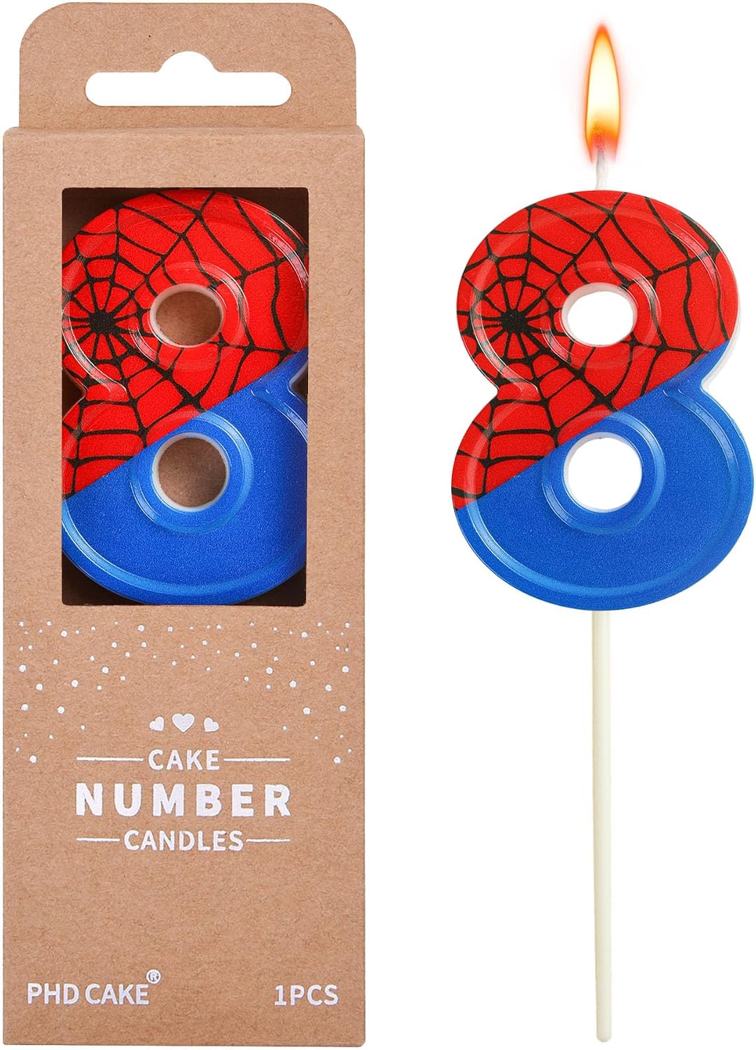 Number 4 Spider Birthday Candles - Fun 2.76 Inch Cake Decoration for Parties