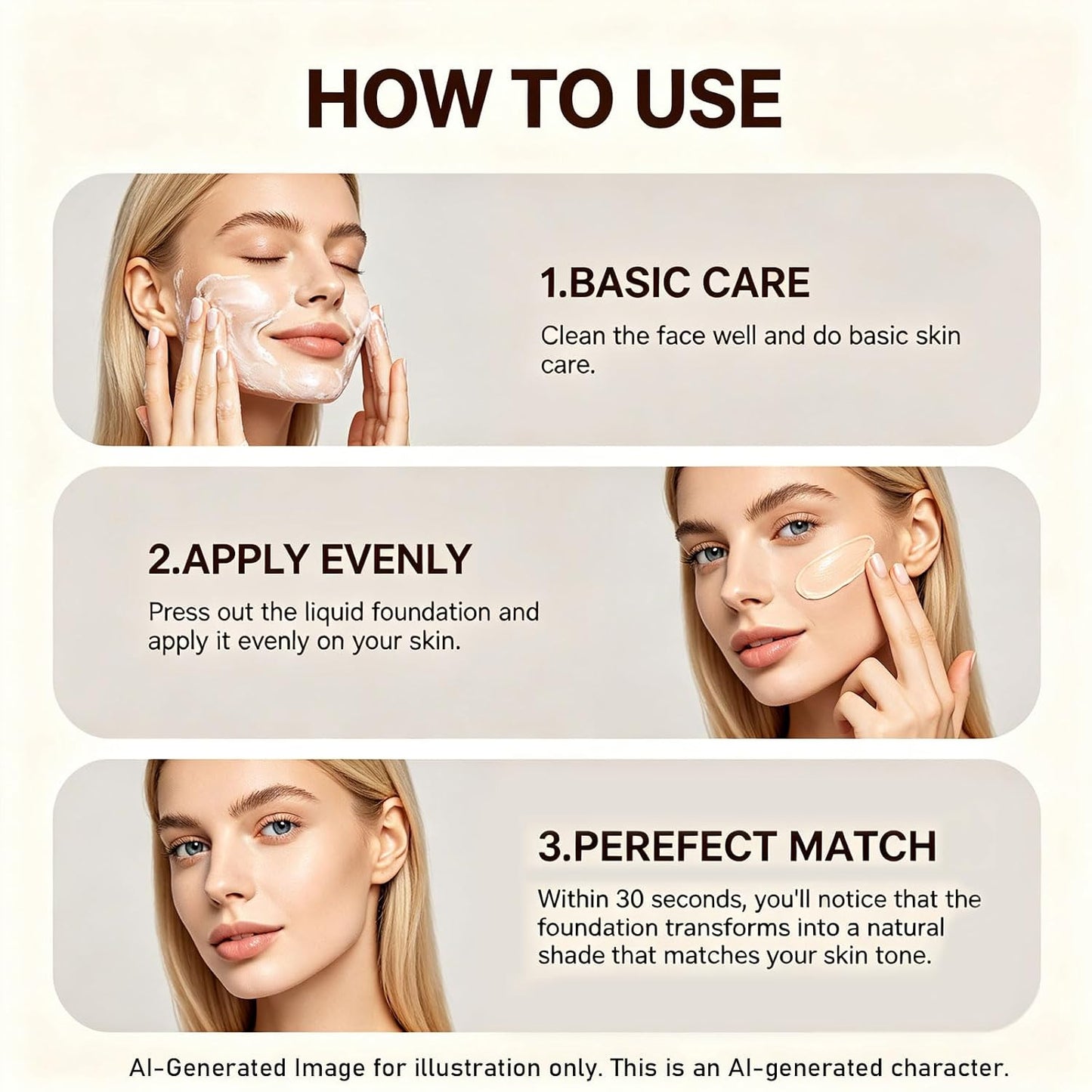Color Changing Foundation - Hydrating Makeup for Mature Skin | Soft Texture, Breathable All-Day Wear (Dark)