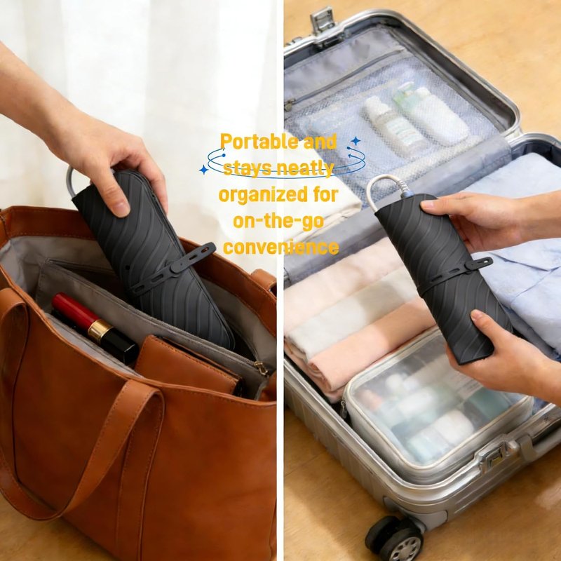 Silicone Heat Resistant Mat Pouch - 2 in 1 Portable Travel Bag for Curling Iron & Hair Tools | Black