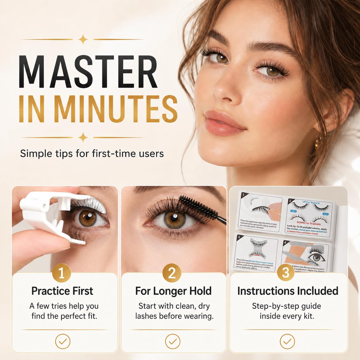 ZeroG Magnetic Eyelashes Kit with Applicator - No Glue Needed, Reusable & Natural Look, Wispy, Easy to Apply for Beginners (No.02 Iris Black)