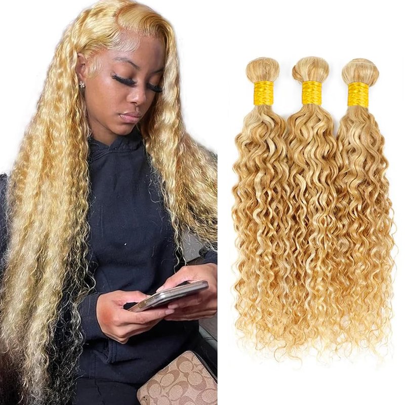 26 28 30 inch 613 Bundles Human Hair P27613 Water Wave Bundles Two Tone 27 and 613 Water Wave Bundle